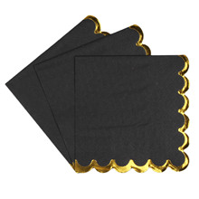 现货餐巾纸跨境黑色烫金花边婚礼聚会派对酒店装饰用品一次性纸巾