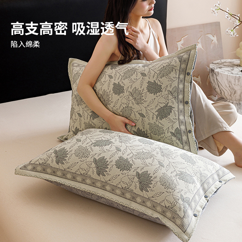 Fundas de almohada de algodón de gasa, un par de fundas de almohada de algodón de alta calidad para el hogar, un solo núcleo de almohada, una sola funda