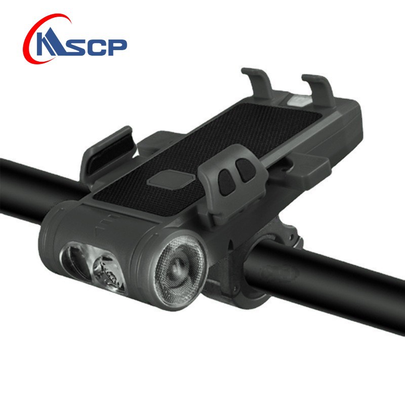 Bicicleta multifuncional titular del teléfono móvil faro con cuerno de carga tesoro cinco en uno bicicleta luz montar equipo