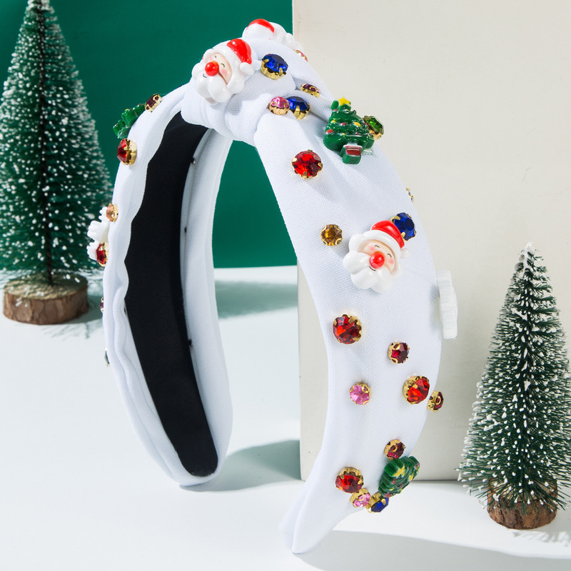 クロスボーダーの人気ファッションの新しいクリスマスのカチューシャの広い縁にダイヤモンドのサンタクロースのクリスマスツリーの祝日の髪飾りを入れます。|undefined