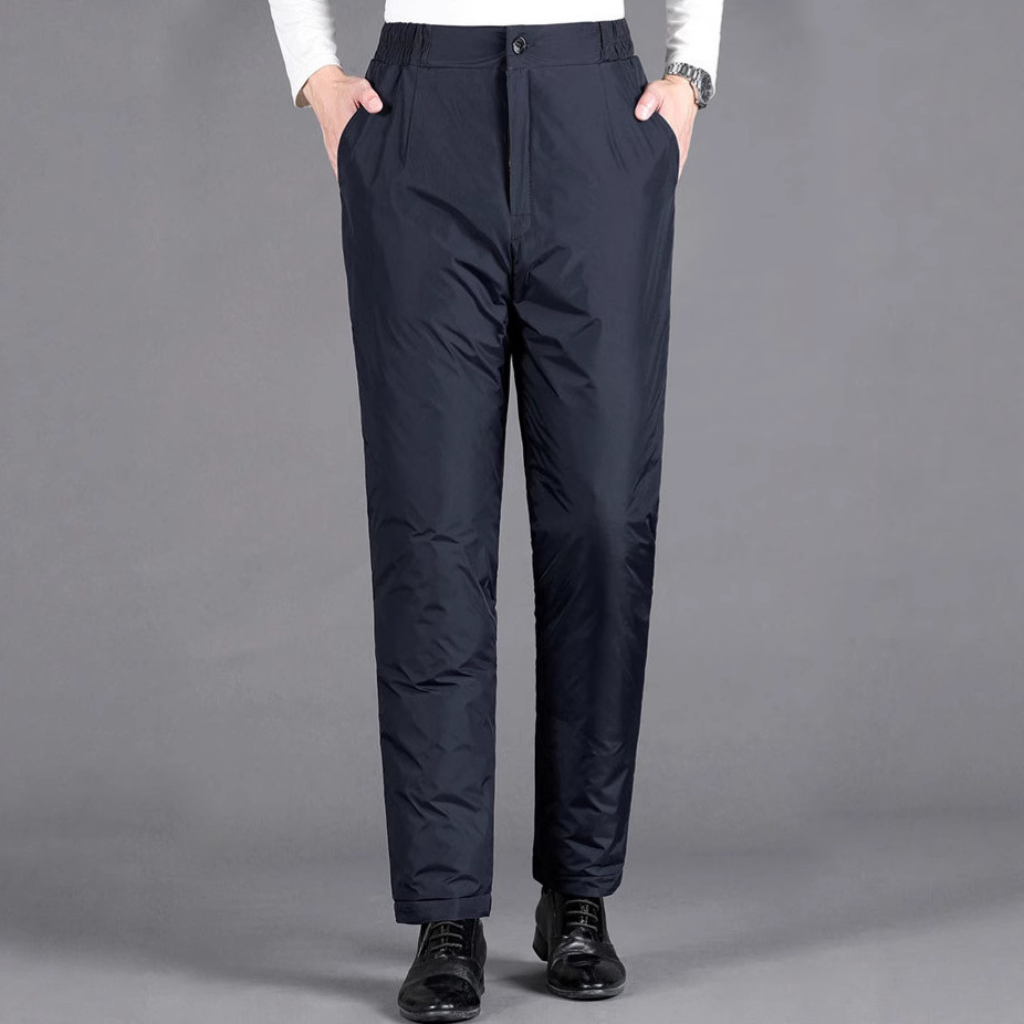 羽绒裤男冬季外穿加厚高腰中老年白鸭绒宽松休闲加大码保暖棉裤