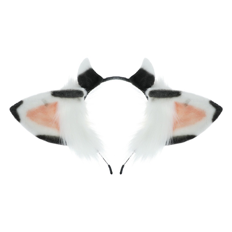 De una sola pieza hecha a mano lindo felpa accesorios para el cabello KC vaca oreja diadema simulación bestia oído tocado Accesorios de rendimiento