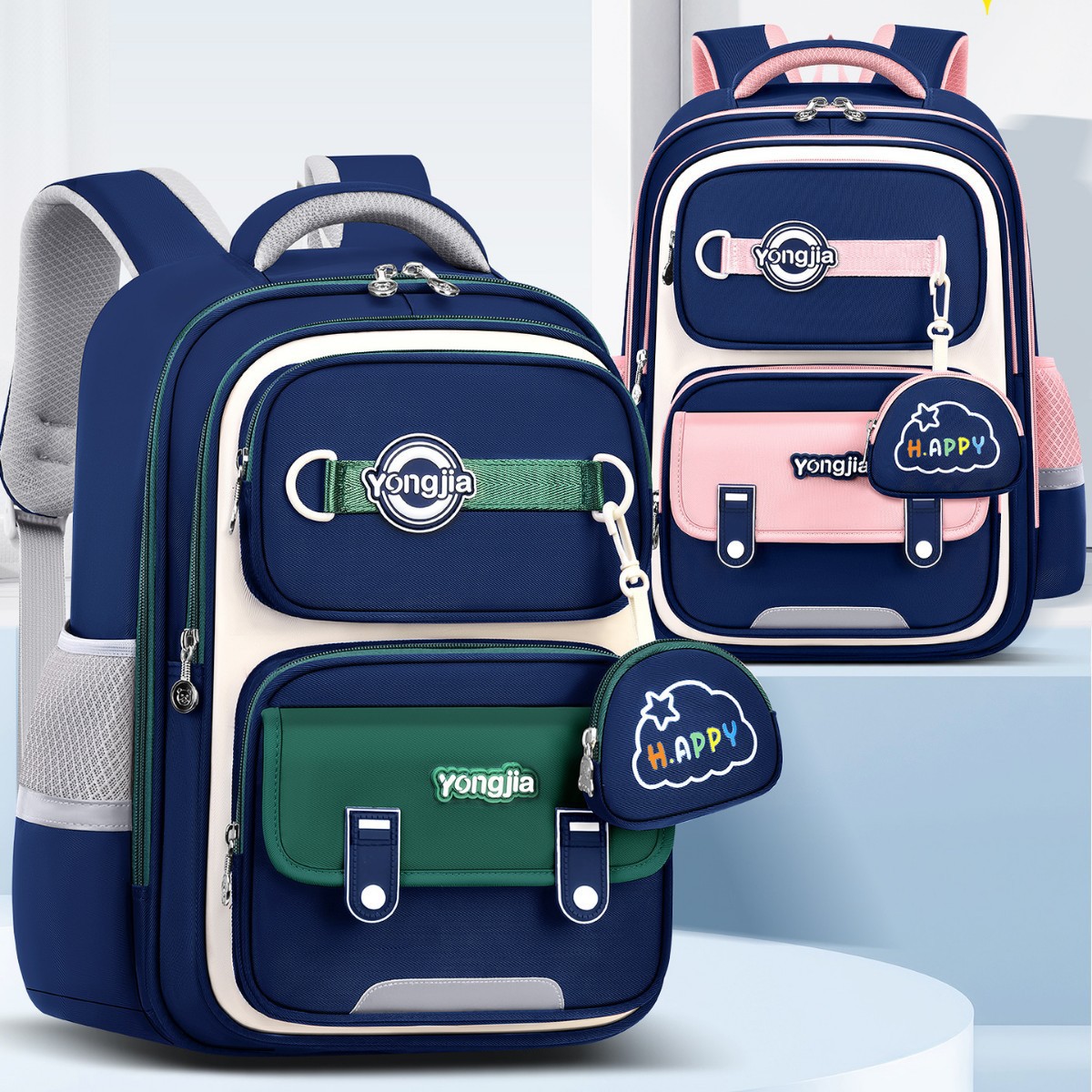 Children's Schoolbags, Cartoon Primary School Students' Burden-Reducing Backpacks, Lightweight Waterproof Casual Large-Capacity Backpacks, Spine-Protecting Schoolbags