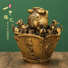 批发铜螃蟹摆件铜钱螃蟹仿古大小号螃蟹摆件四方纳财貔貅一甲镇宅