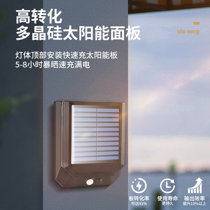 Transfronterizo nueva lámpara solar luz de inducción al aire libre impermeable LED iluminación de resaltado lámpara de decoración de jardín lámpara de emergencia