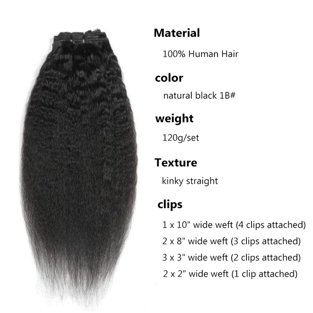 Kinky straight clip cabello humano clip de cabello humano en clip transfronterizo cabello