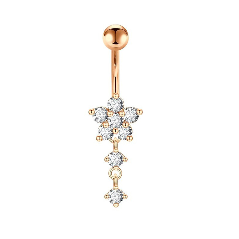 Piercing ombelico fiore di prugno con zircone in acciaio_voghion.com