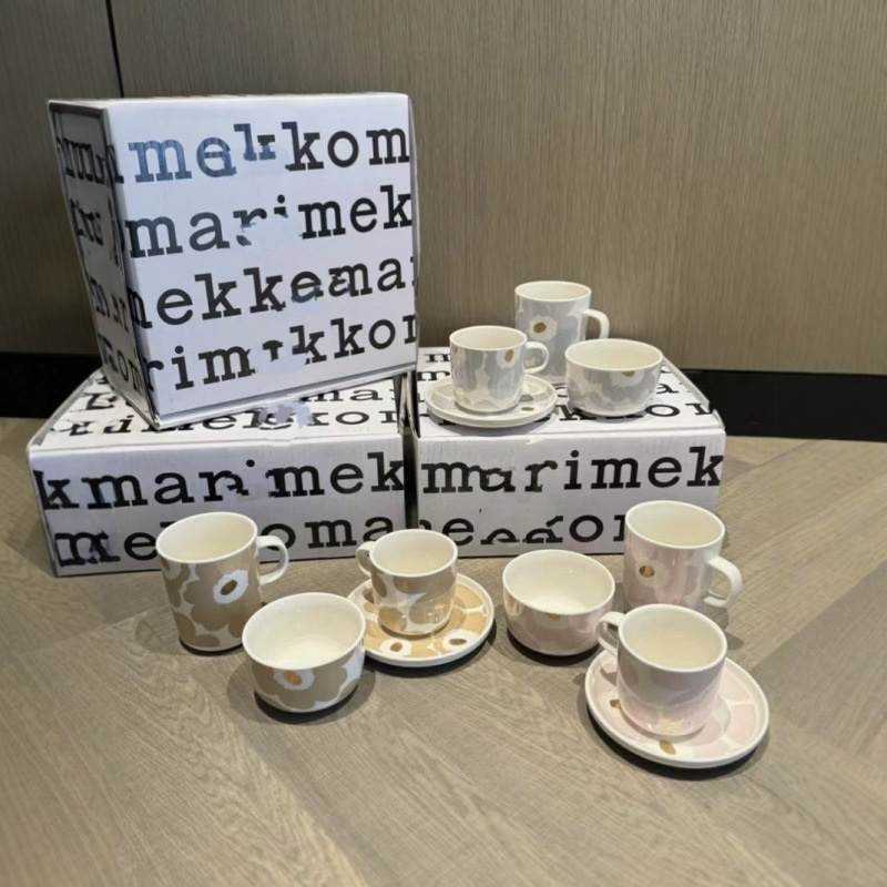 Mari＊kko日本马克杯咖啡杯碟套装家用早餐杯碟盘子礼盒装|undefined