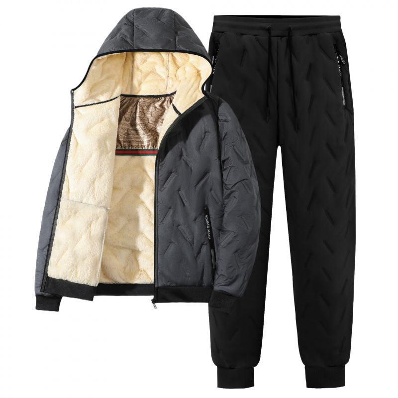 Ropa de algodón gris + pantalones de Pies negros