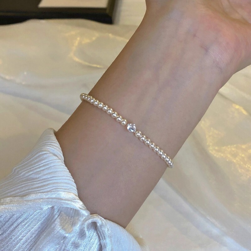 Yaoguang Xinghe s925 sterling silver round strong light Shi Jia pearl sparkling bright diamond bracelet gentle niche high-level feeling