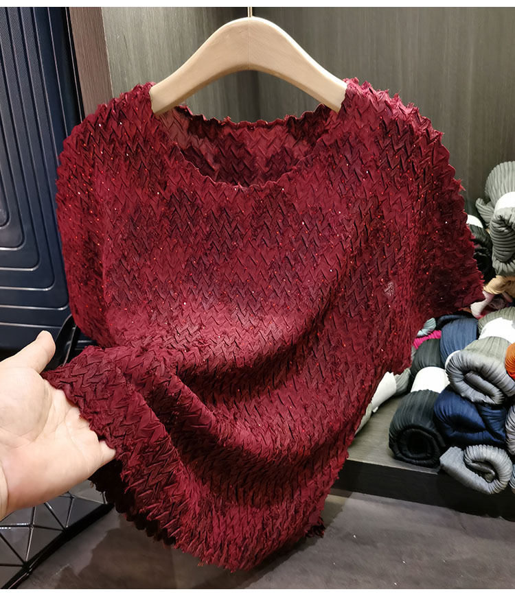 Áo thun cổ tròn dáng rộng tay ngắn xếp ly bèo nhún mùa hè — Màu đen, Màu xanh navy, Màu đỏ hoa hồng, Màu trắng chi tiết 17