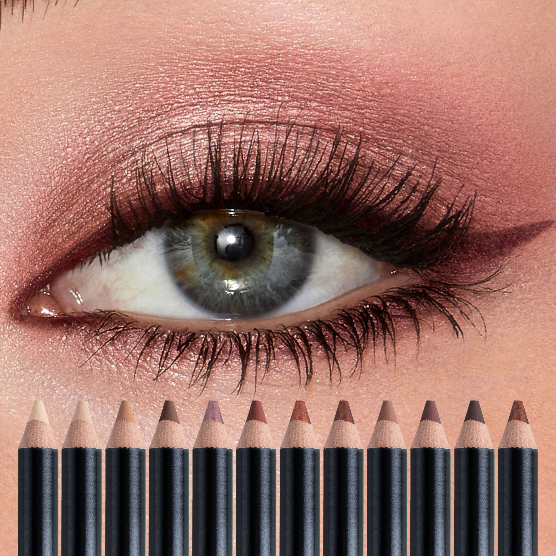 SHCOETY 12-color pearlescent eyeshadow pen set, non-smudging with pencil sharpener, eyeliner, horizontal pencil, cross-border undefined