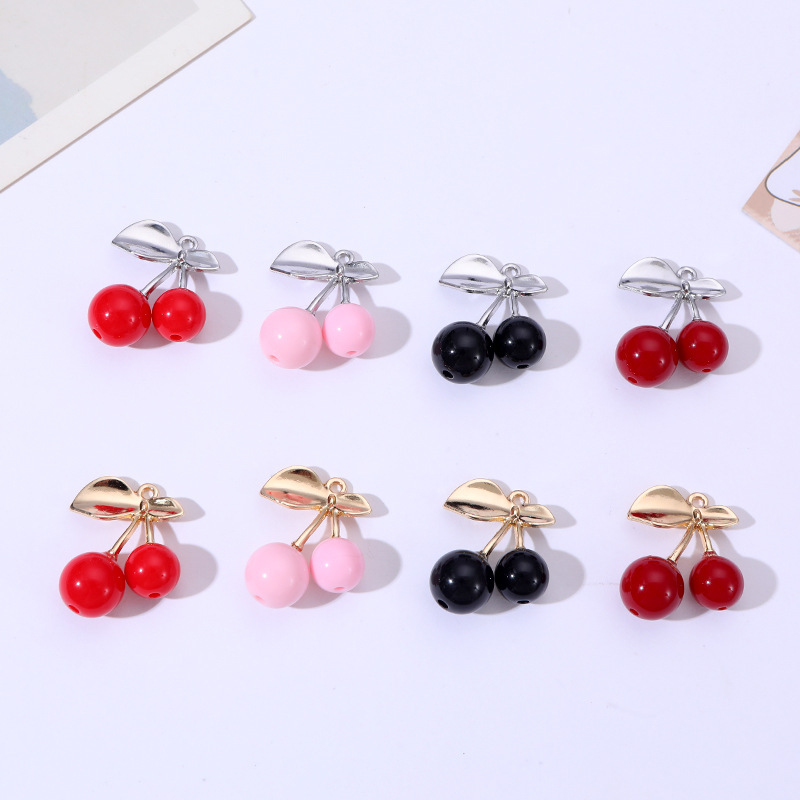 Acrylic Cherry Beads Alloy DIY Accessories Fruit Cherry Jewelry Earrings Pendant Sweet Artificial Keychain Door Acrylic Cherry Beads Alloy DIY Accessories Fruit Cherry Jewelry Earrings Pendant Sweet Artificial Keychain Door