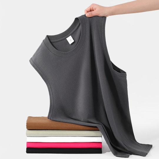220g Pure Cotton Sleeveless Vest T-Shirt Loose Casual Sports Fitness Vest Bottoming Shirt Pure Color Cotton Undershirt Wholesale
