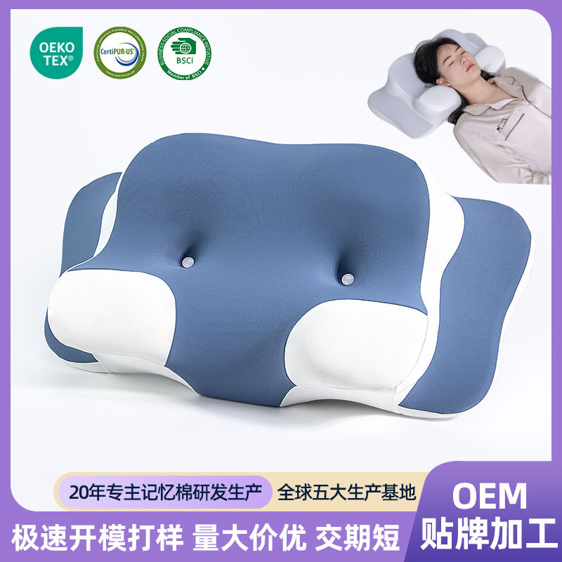 跨境定制助睡眠酒店冰丝护颈枕头睡觉护颈椎记忆棉枕芯酒店同款