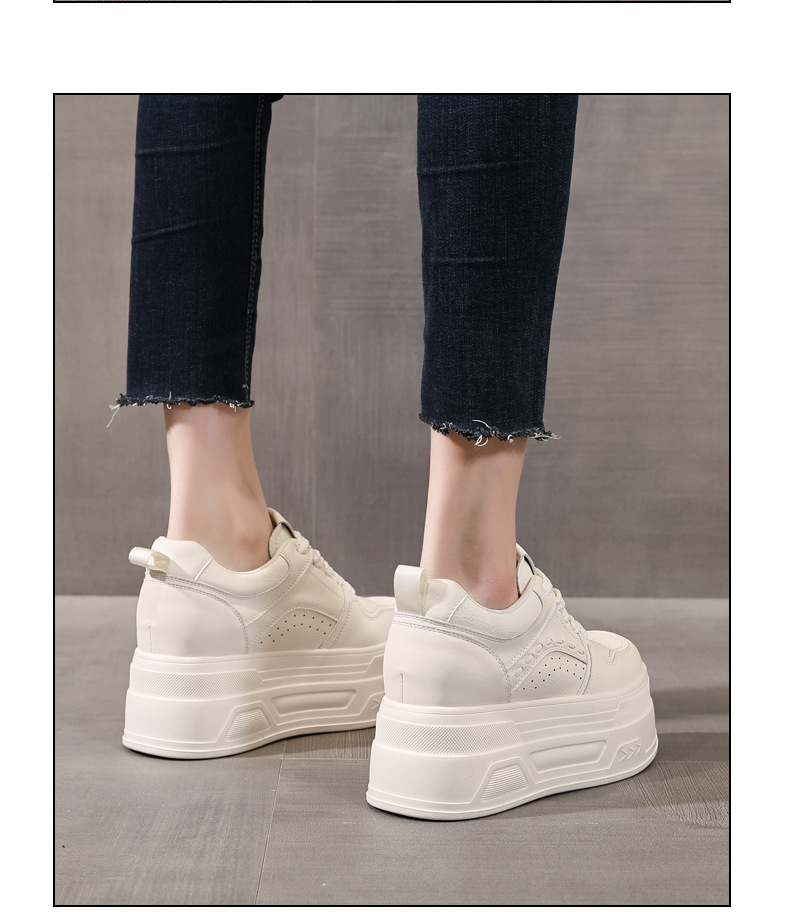 Giày sneaker nữ đế dày tăng chiều cao, phong cách thời trang đa năng — màu be chi tiết 11