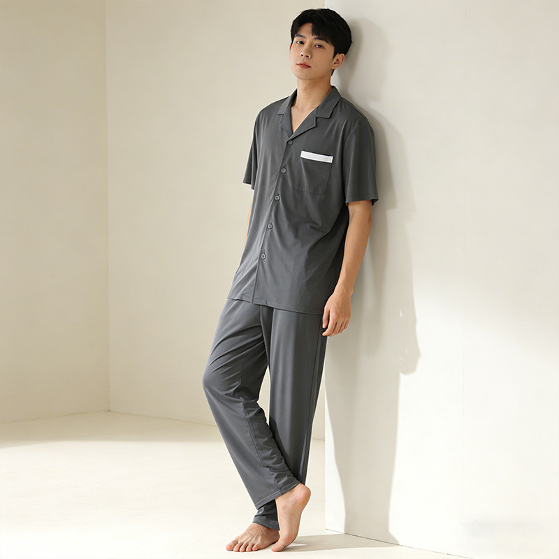 [Short-Sleeved and Long-Pants Clearance Collection] Summer Men's Pajamas, Simple and Comfortable Breathable Home Wear for Spring and Summer, Can Be Worn Outside