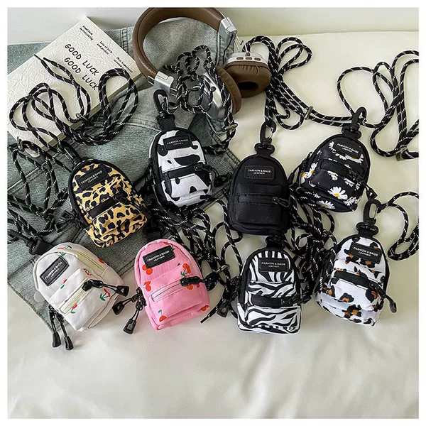 Mini Lipstick Earphone Pouch 2024 New Style Pendant Bag Niche Design Fabric Shoulder Crossbody Bag Keychain