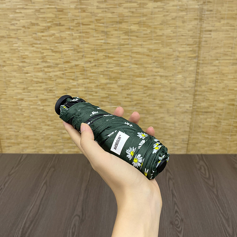 Mini 124g Ultra-light Five-fold Umbrella Japanese-style Carbon Fiber Sunscreen 99.99 Hydrophobic Sliding and Drying Portable Small Umbrella