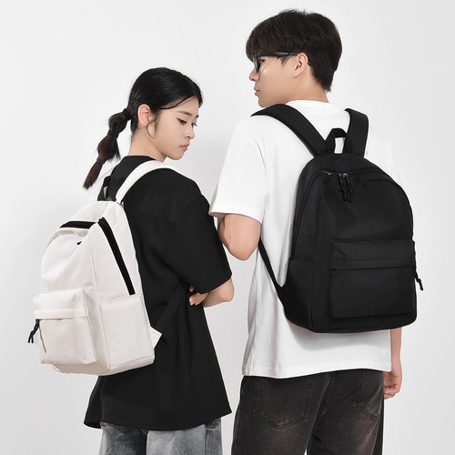 Women's Casual Dual-Shoulder Backpack Large Capacity Student School Bag Simple Travel Backpack Solid Color Dual-Shoulder Backpack