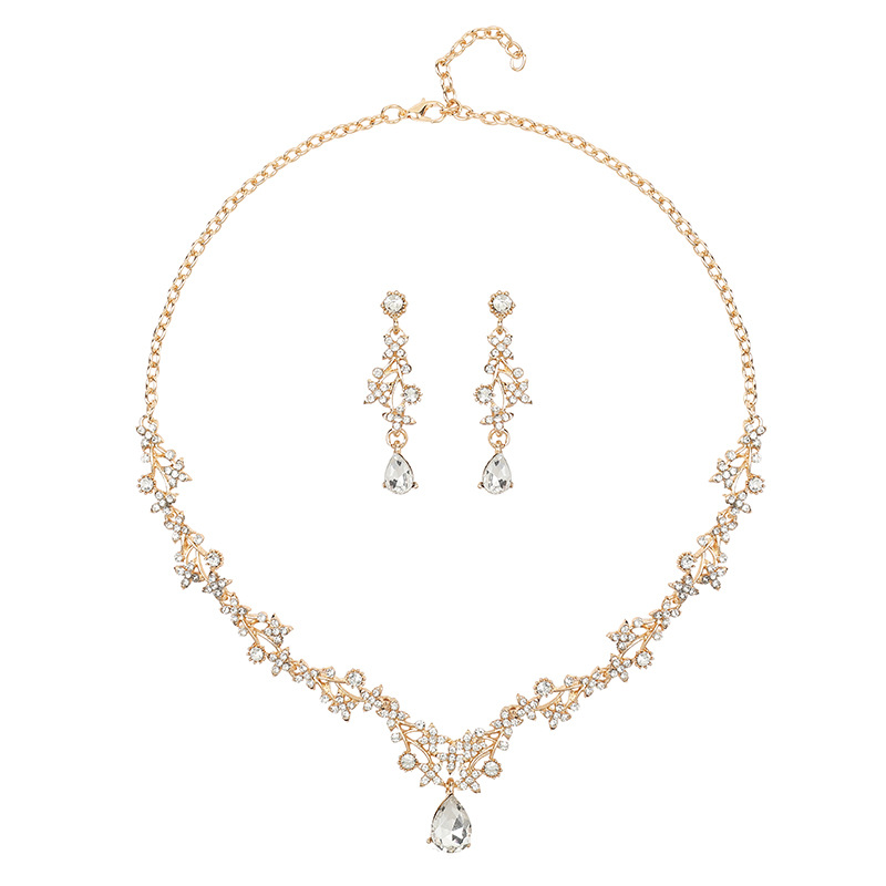 Set gioielli da sposa collana e orecchini con pendente a goccia_voghion.com