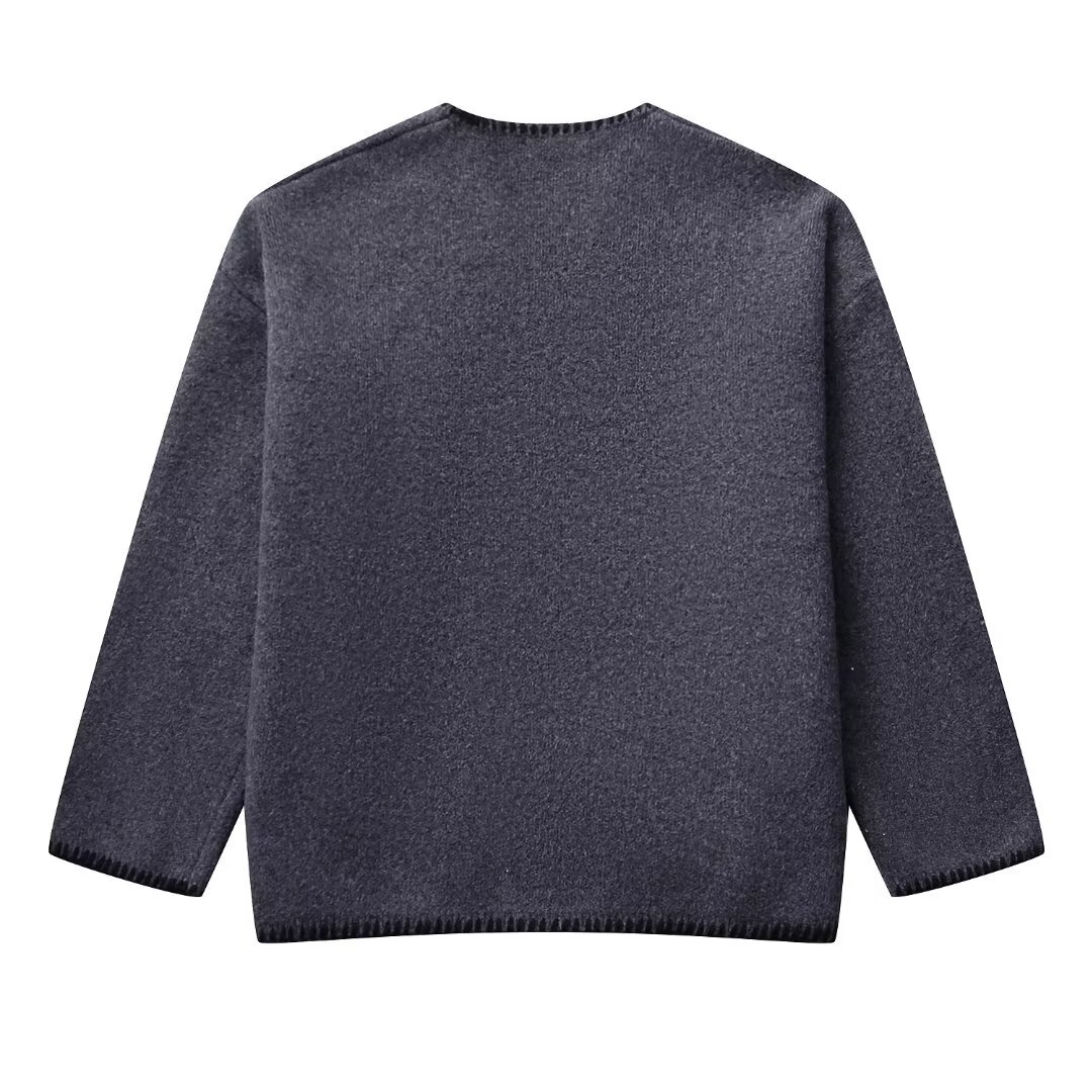 Pull en tricot décontracté à coutures contrastées pour femmes, nouvelle collection automne_voghion.com