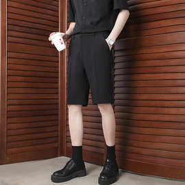 休闲短裤男士夏季薄款修身直筒西装中裤子男垂感商务夏天五分西裤