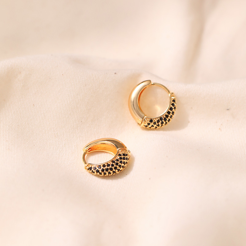 Daily Occasion Brass Material 1 Pair Retro Lady U Shape Plating Inlay Brass Zircon 18k Gold Plated Earrings
