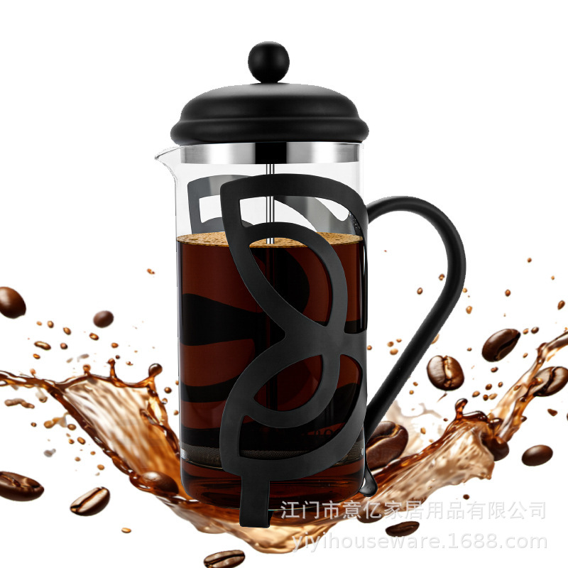 In-stock glass butterfly French press pot, high borosilicate glass, home milk frother, filter hand-brewed coffee French press pot