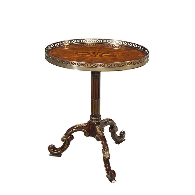 亞歷山大英式新古典邊幾桃花心木銅件客廳角幾雕花古堡拉卡薩家具