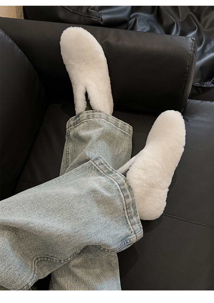 Boot cổ cao lông cừu mùa đông kiểu V, lót lông dày giữ ấm, tăng chiều cao, da dê nguyên tấm — nâu, màu đen, Trắng, màu đỏ chi tiết 24