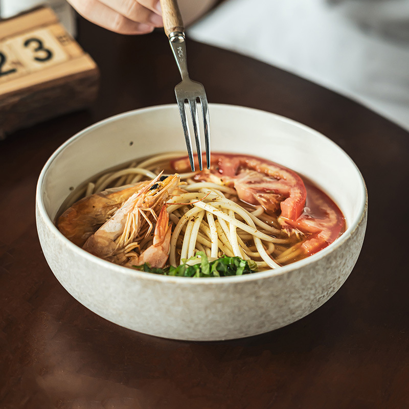 Tacos de fideos caseros de cerámica retro creativos Tacos de ensalada de estilo japonés Tacos de cubiertos Tacos de verduras Tacos de fideos Tacos de sopa