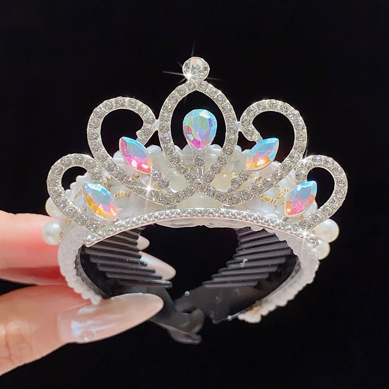 Princesa pequeño tocado de corona rendimiento infantil corona de alta gama hebilla de pelo de bola de alta gama artefacto para el cabello accesorios para el cabello para niñas