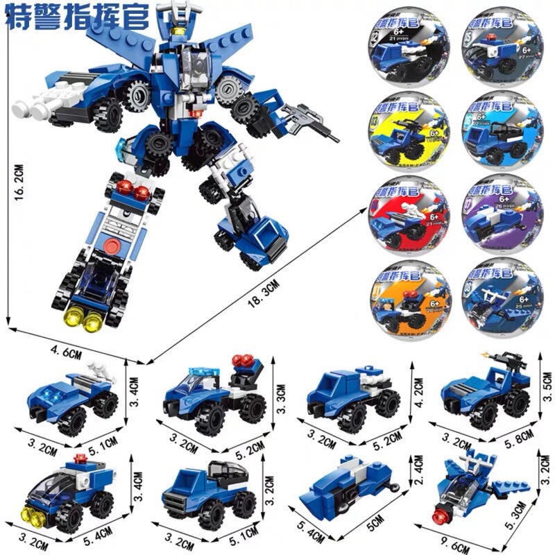 Gashapon Building Blocks 75mm Car 8-in-1 Desert Robot Vending Gashapon Machine Amusement Machine Kidsren's Gift Ball