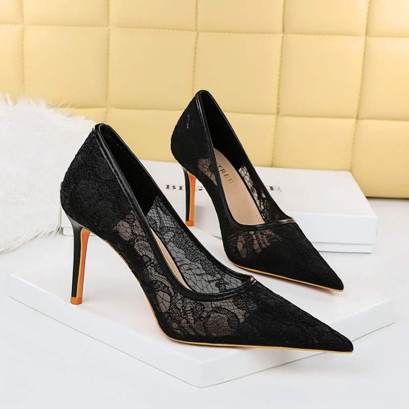 1963-1 European and American Banquet Women's Shoes, Slim High Heels, Shallow Mouth, Pointed Toe, Stiletto Heels, Mesh Cut Out Lace Shoes 1963-1 European and American Banquet Women's Shoes, Slim High Heels, Shallow Mouth, Pointed Toe, Stiletto Heels, Mesh Cut Out Lace Shoes