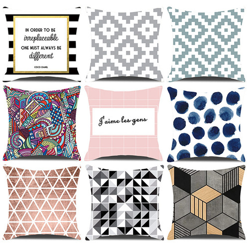 Cross-border new car seat cushion Nordic-style bed print pillowcase bedroom sofa cushion short plush cushion custom