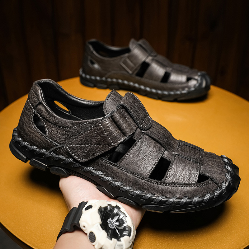 Comercio exterior explosión del comercio exterior 2025 nueva moda casual de cuero real un zapato zapatos de playa para hombres