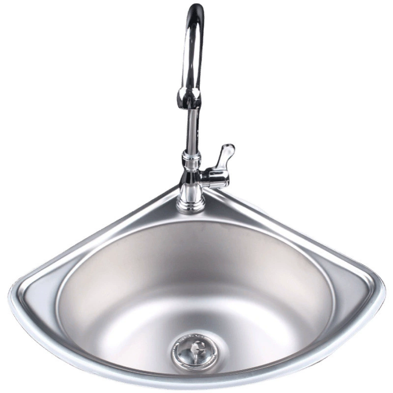 Stainless Steel Aquatic Triangle Pot Pool Kitchen Washing Basin Single Small Landwash Home Simple Basin