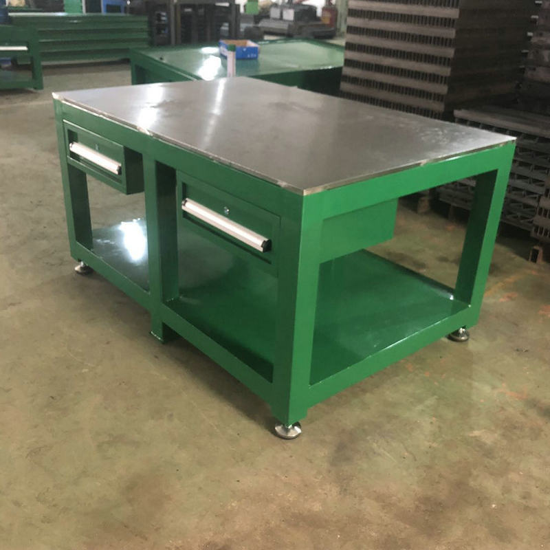 钢板工作台 模具铸铁板平台 模具维修台桌 带抽屉不锈钢钳工桌台