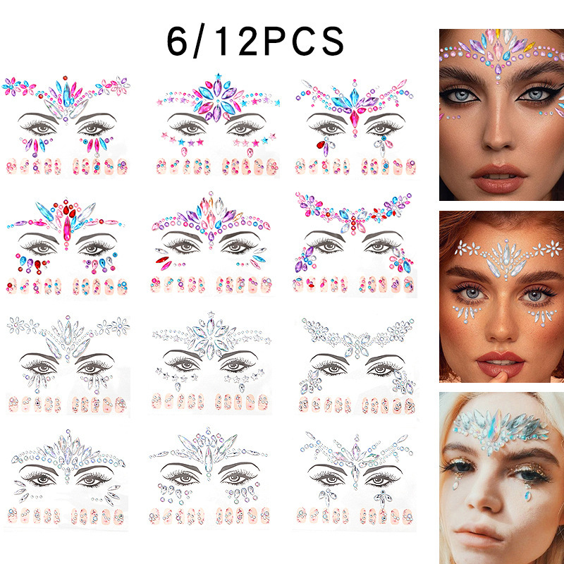 Cross-Border Popular Edm Face Stickers, Nail Stickers, Two-In-One Diamond Stickers, Eyebrow Stickers, Masquerade Face Accessories Cross-Border Popular Edm Face Stickers, Nail Stickers, Two-In-One Diamond Stickers, Eyebrow Stickers, Masquerade Face Accessories