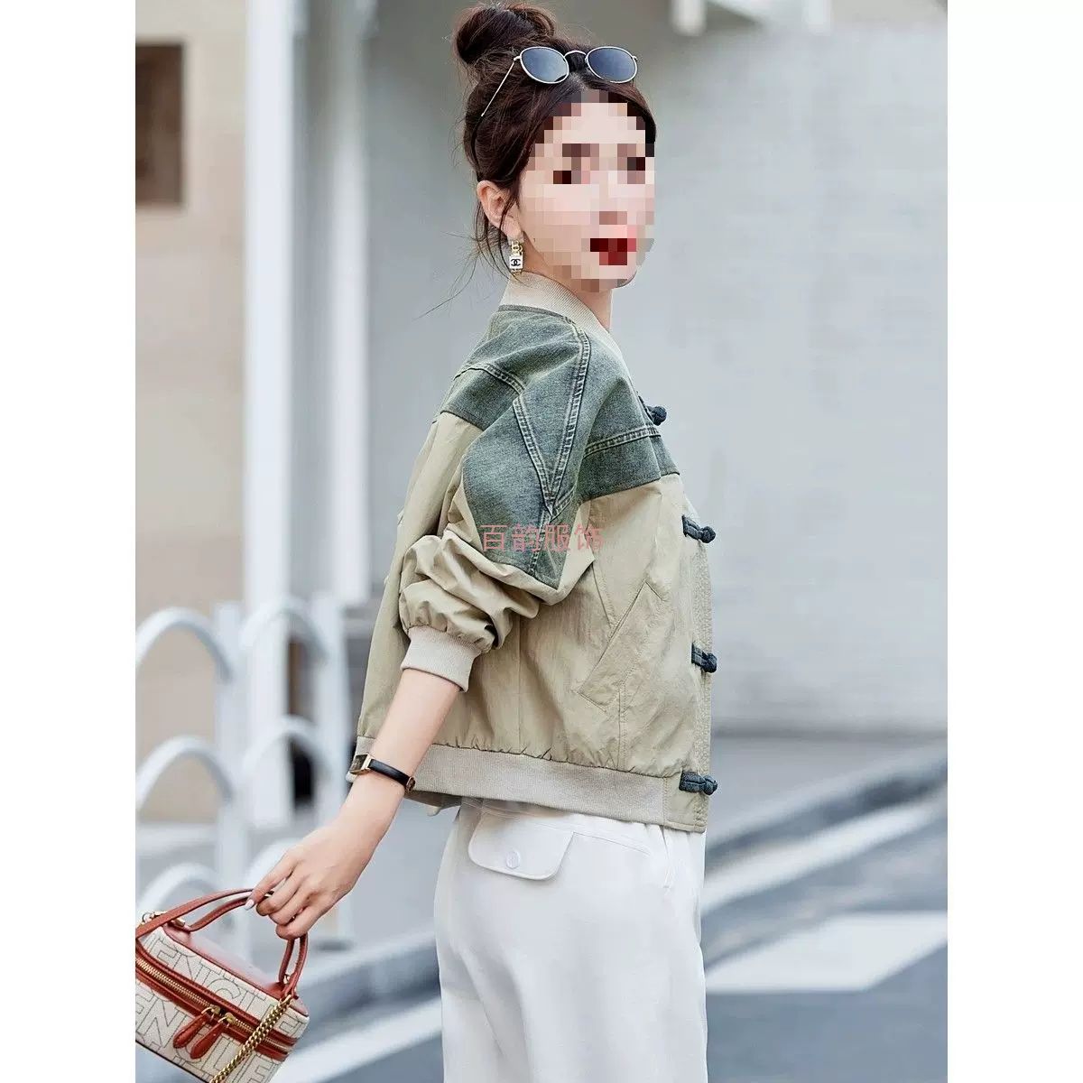 国风盘扣短外套女2025早春新款牛仔拼接新中式棒球服夹克休闲上衣