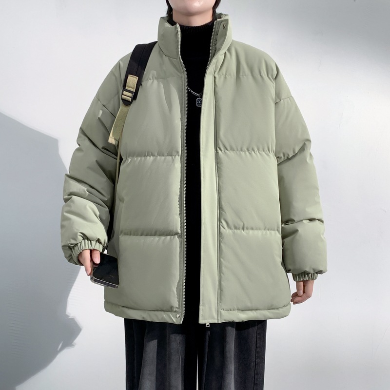 2024 가을 겨울 신상품 홍콩 스타일 커플 코튼 코트 남성 루즈 심플 솔리드 컬러 캐주얼 대형 뚱뚱한 코튼 코트 남성