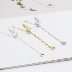 S925 Pure Silver Adjustable Chain Tail Chain Cross Extension Chain DIY Necklace Bracelet Accessories Adhesive Crystal Pearl Chain