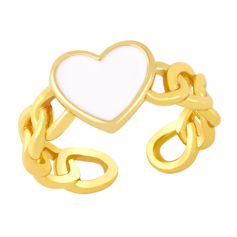 Fashion Dripping Oil Chain Heart Copper Ring Wholesale Nihaojewelry display picture 3