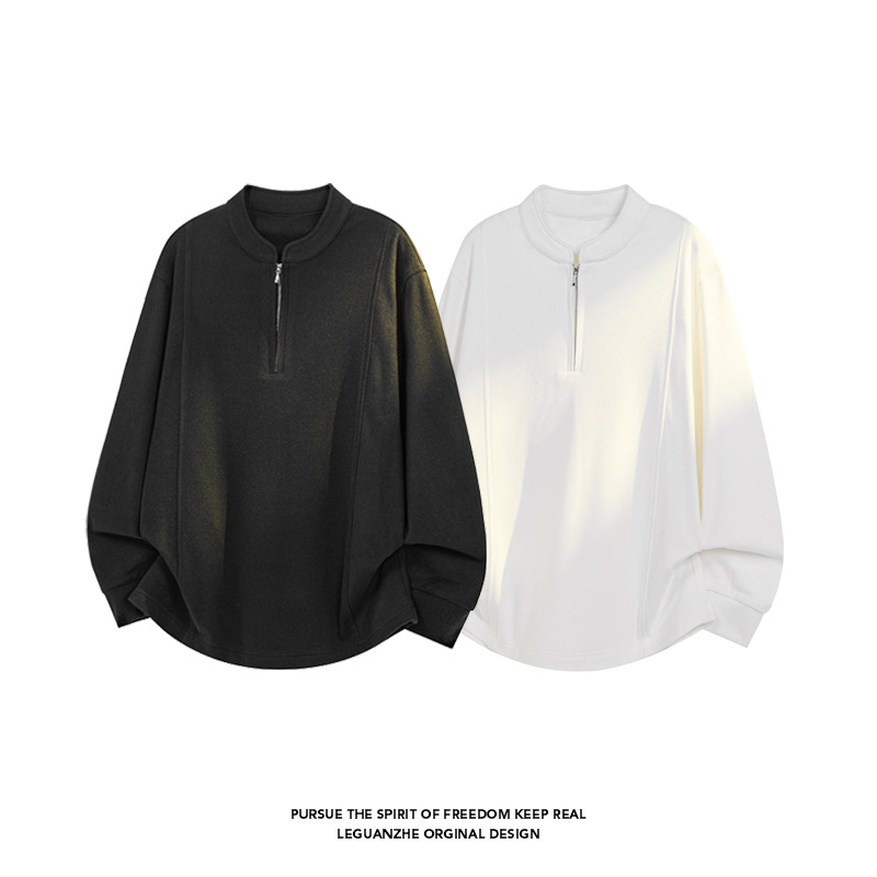 Cleanfit Deconstructed Half-zip Thermal Base S For Men, Autumn Winter Trendy Brand, Loose And Warm, Long-sleeved_voghion.com