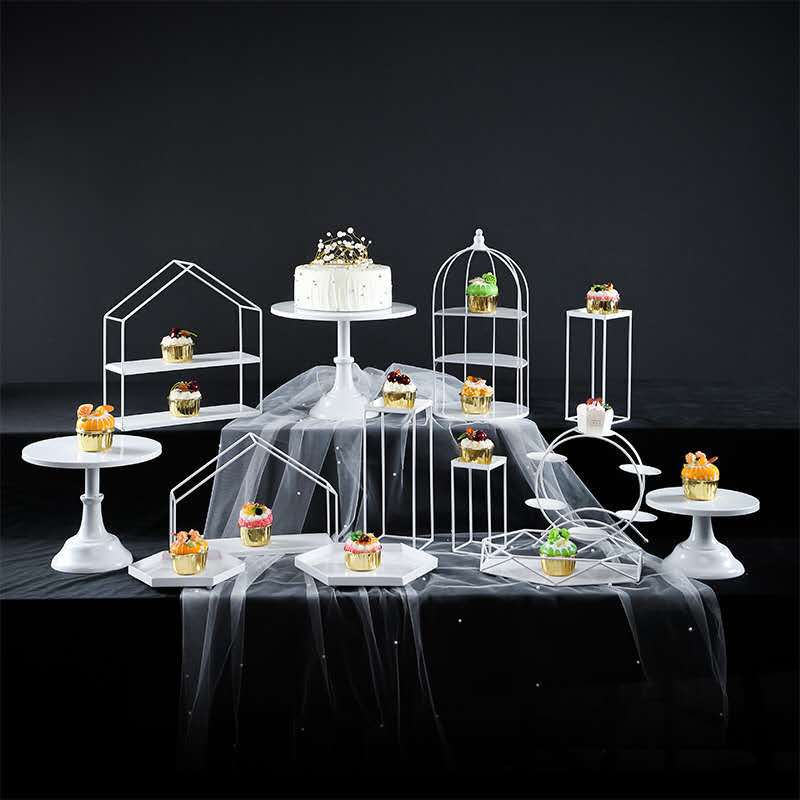 De estilo europeo pastelería bandeja de mesa de postre soporte de exhibición de hierro decoración de la torta de la boda de pie 12 unidades traje image 17