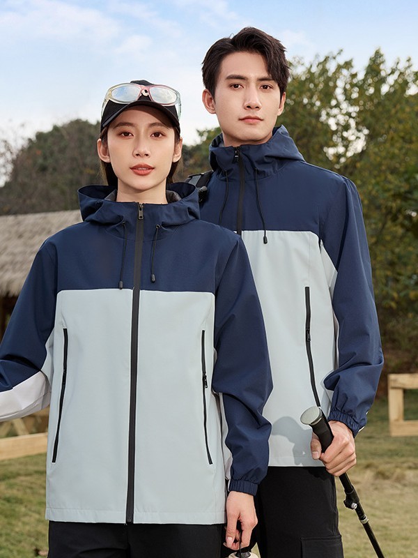 户外冲锋衣定制logo拼色连帽外套户外登山服风衣工作服春秋中薄款|undefined