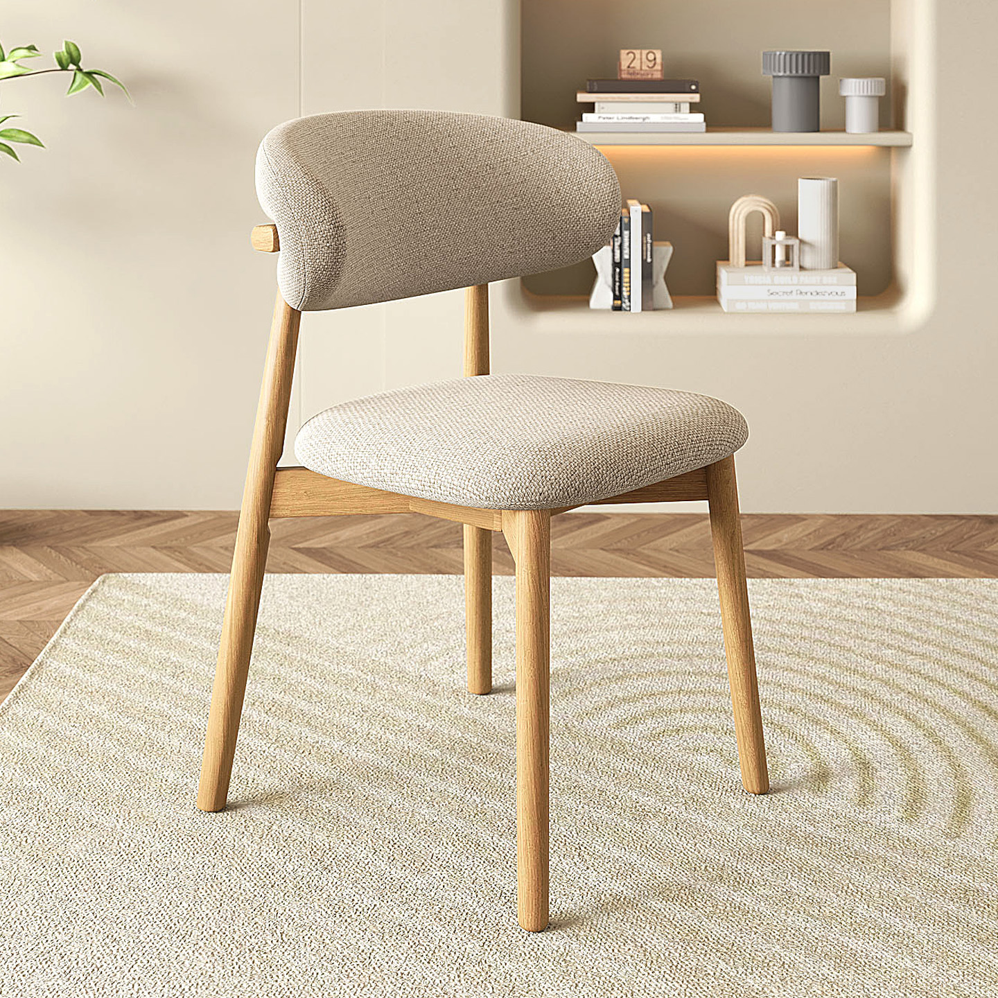 Silla de comedor de madera maciza moderna y simple nórdica, silla de comedor casera, silla de hotel, silla de respaldo de lujo ligera, silla de cornucopia