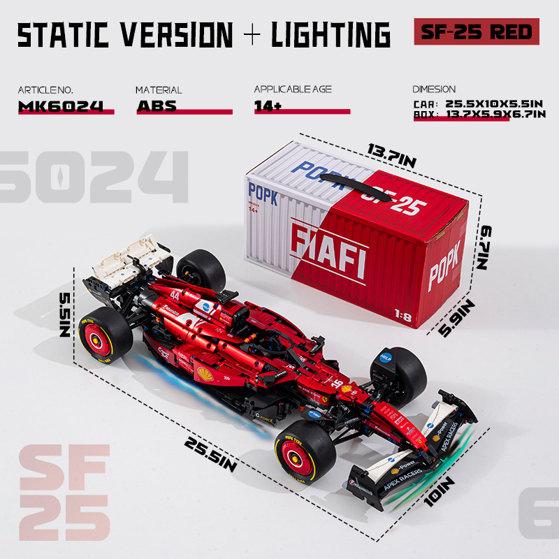 POPK MK6022 Martin F1 Fórmula galvanizado verde 1: 8 coche deportivo bloques de construcción para niños ensamblar juguetes de puzzle regalo