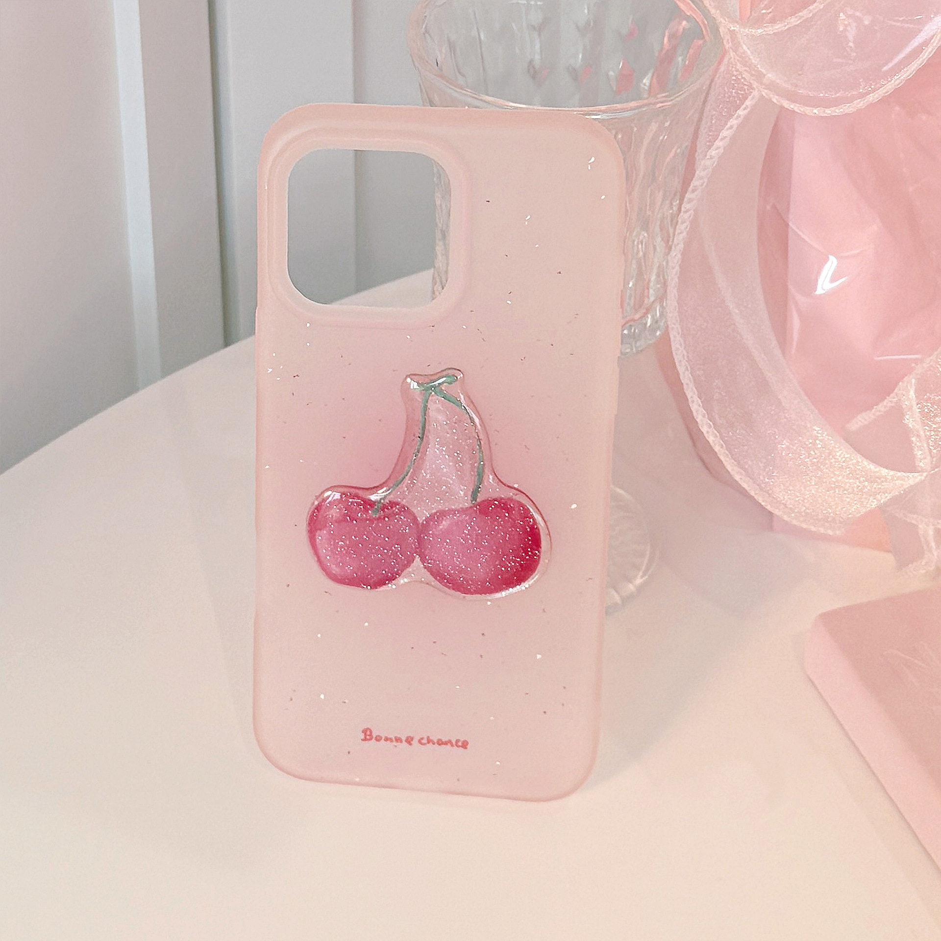 Chicas ins brillo parche cereza para iPhone13/14 Apple 15 funda para teléfono móvil 16ProMax nuevo 16
